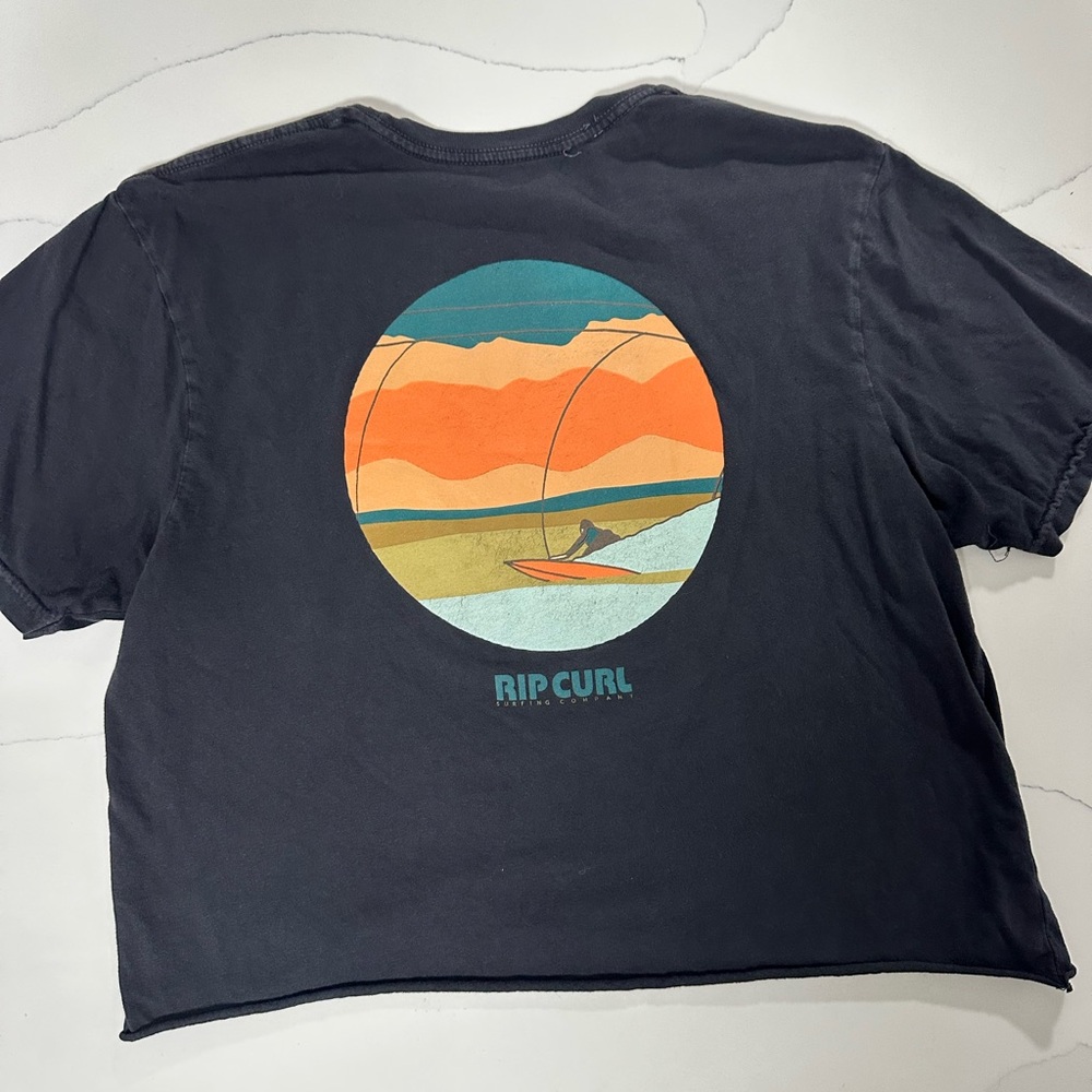 Rip Curl Charcoal Tee with Green Logo